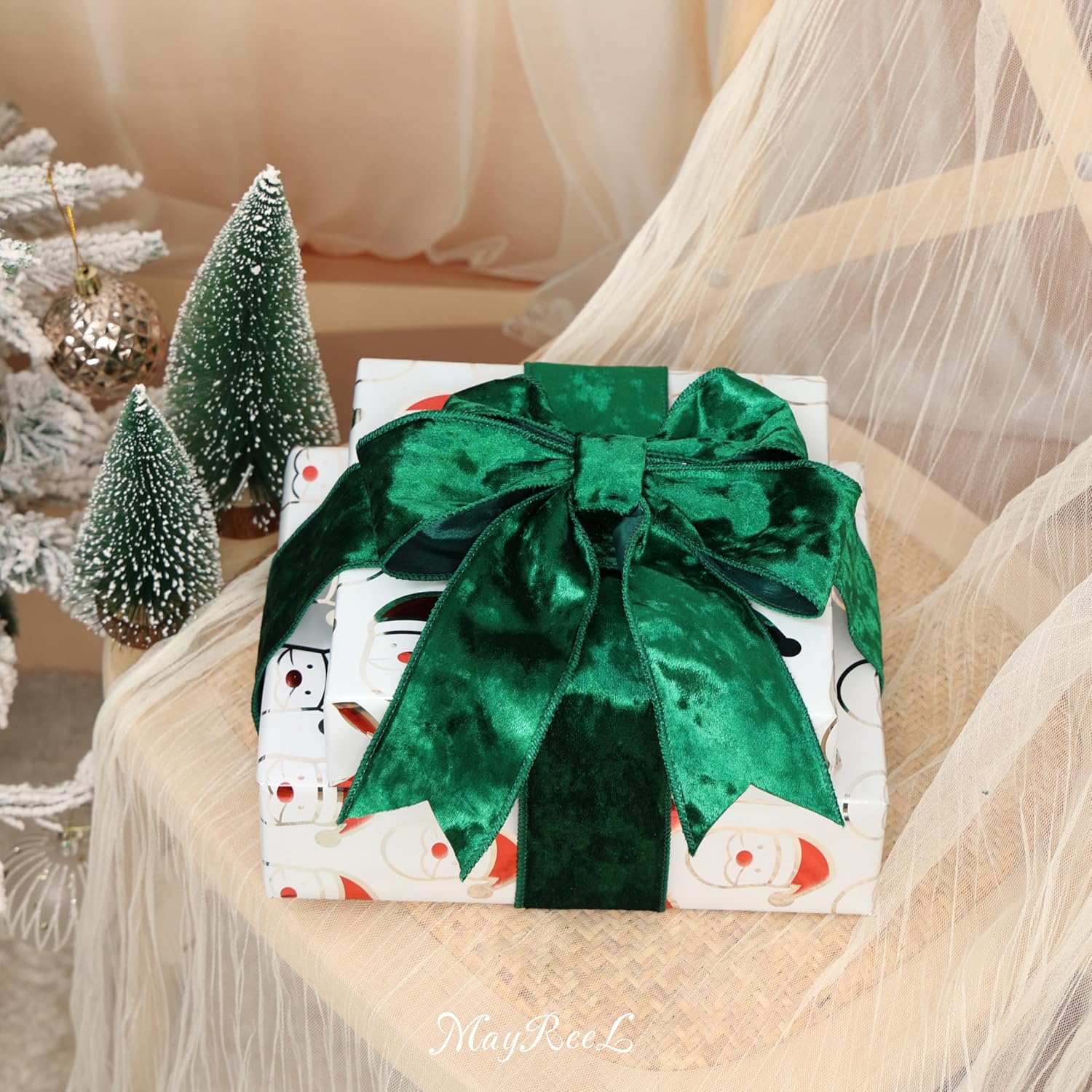 Thumbnail 5 de MAYREEL Green Crushed Velvet Ribbon 2.5" 🎀