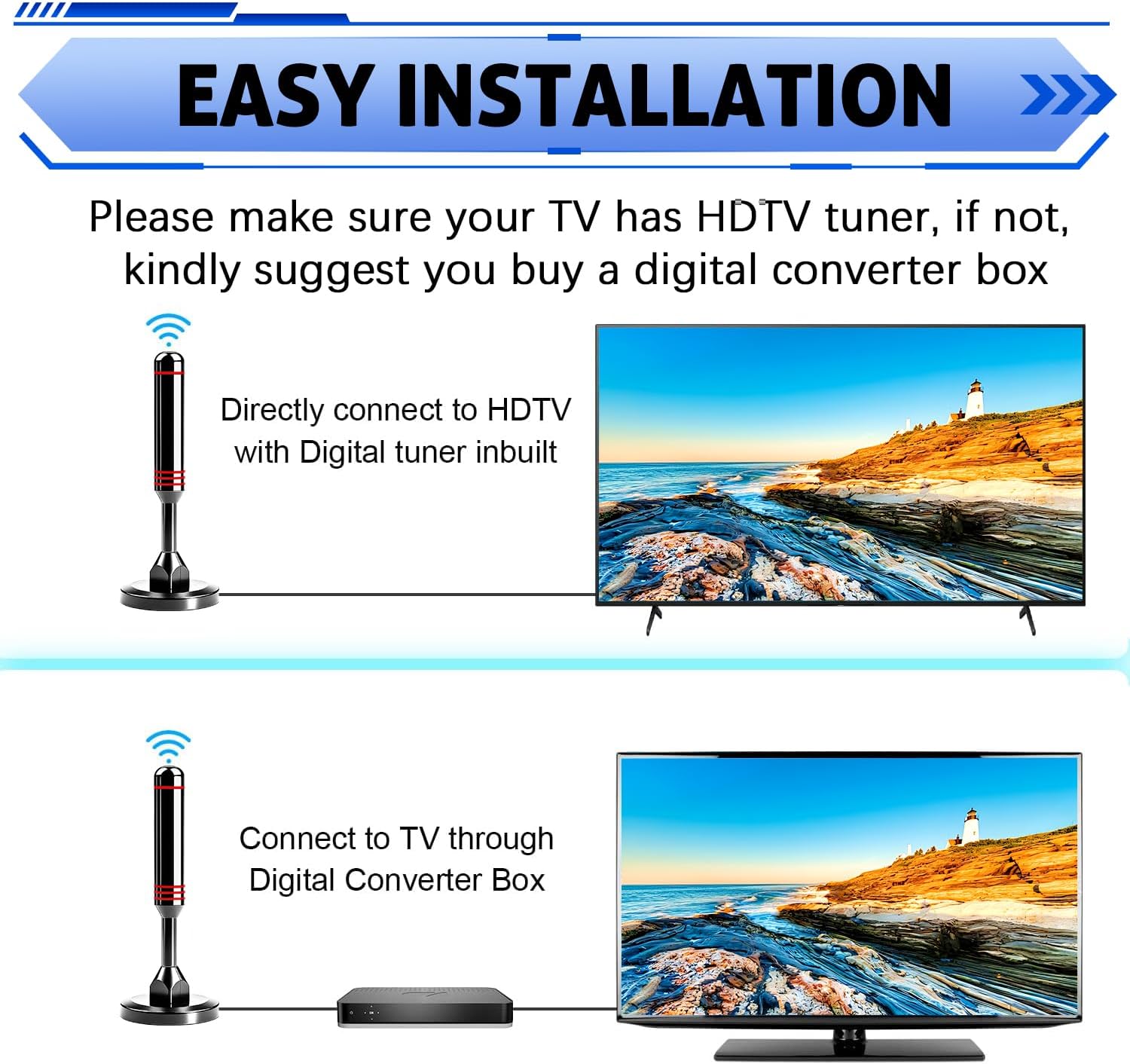 Detalle de 2025 Digital Indoor TV Antenna — 360° Reception