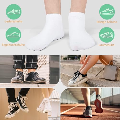 Thumbnail 5 de FALARY Sneaker Socken Herren Damen – 12 Paar Kurze Halbsocken aus Baumwolle, Weiß, Größe 43-46
