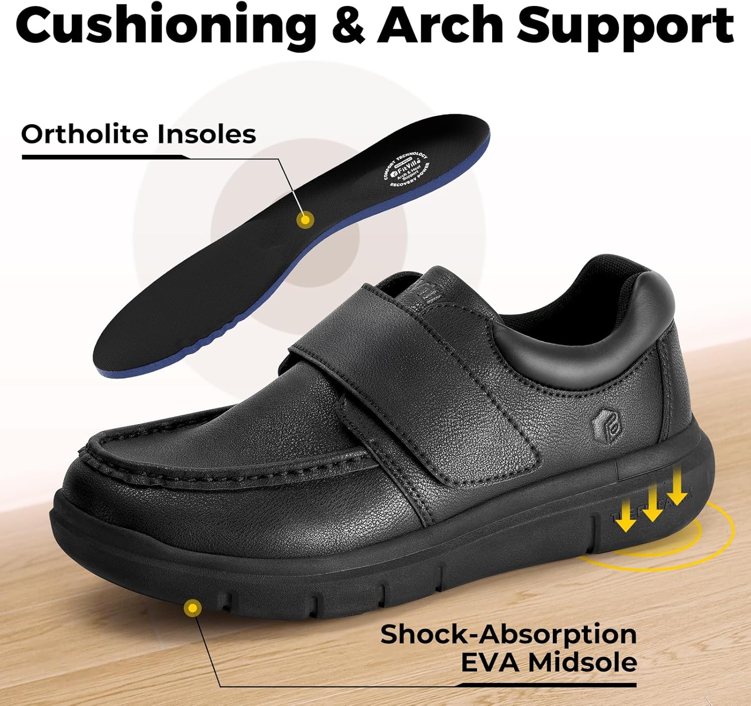 Thumbnail 3 de FitVille Chaussure Diabétique Homme Extra Large – Mocassins en Cuir, Large Pieds et PIEDS Enflés