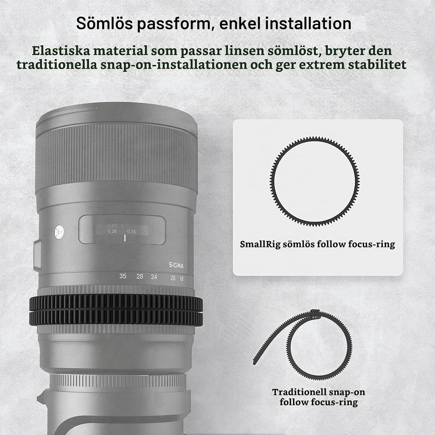 Detalle 2 de SMALLRIG 3292 fokusväxelring för 66–68 mm objektiv, 0,8 MOD