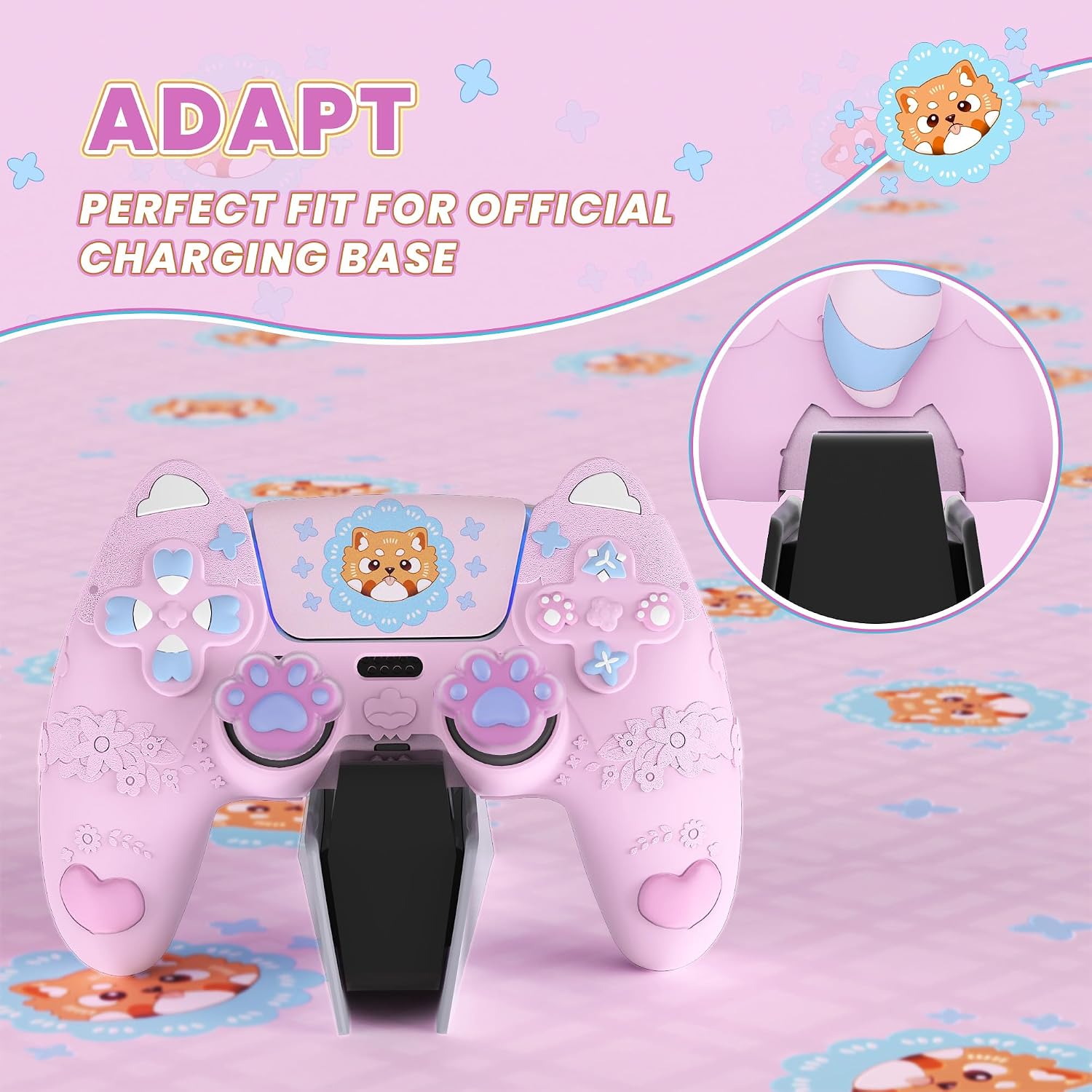 Detalle 2 de PlayVital Cute Spring Lesser Panda PS5 Cover