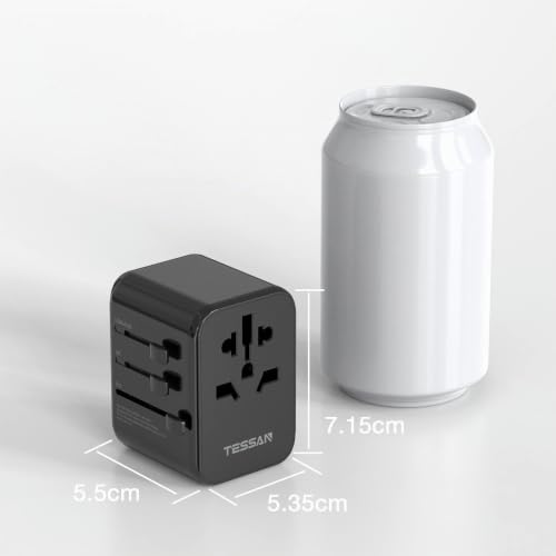 Thumbnail 6 de TESSAN Adattatore Universale da Viaggio 5 in 1: 1 presa CA, 3 USB A e 1 USB C (Nero)