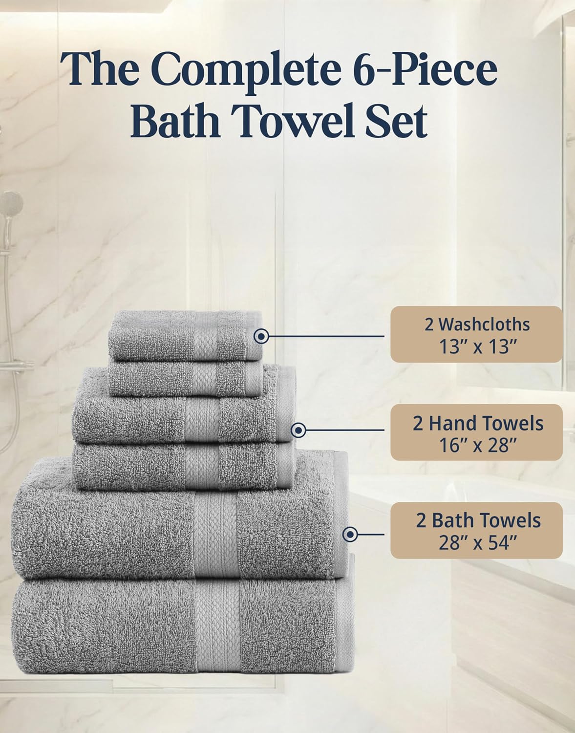 Detalle 2 de Lane Linen Mercerized Cotton 6-Piece Towels
