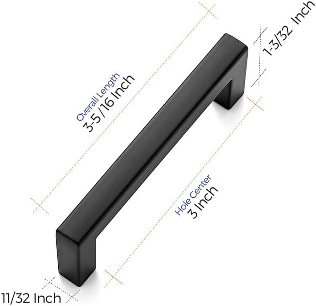 Detalle de Ravinte Matte Black Cabinet Pulls, 3-Inch Center-to-Center, Zinc Alloy, 35-Pack