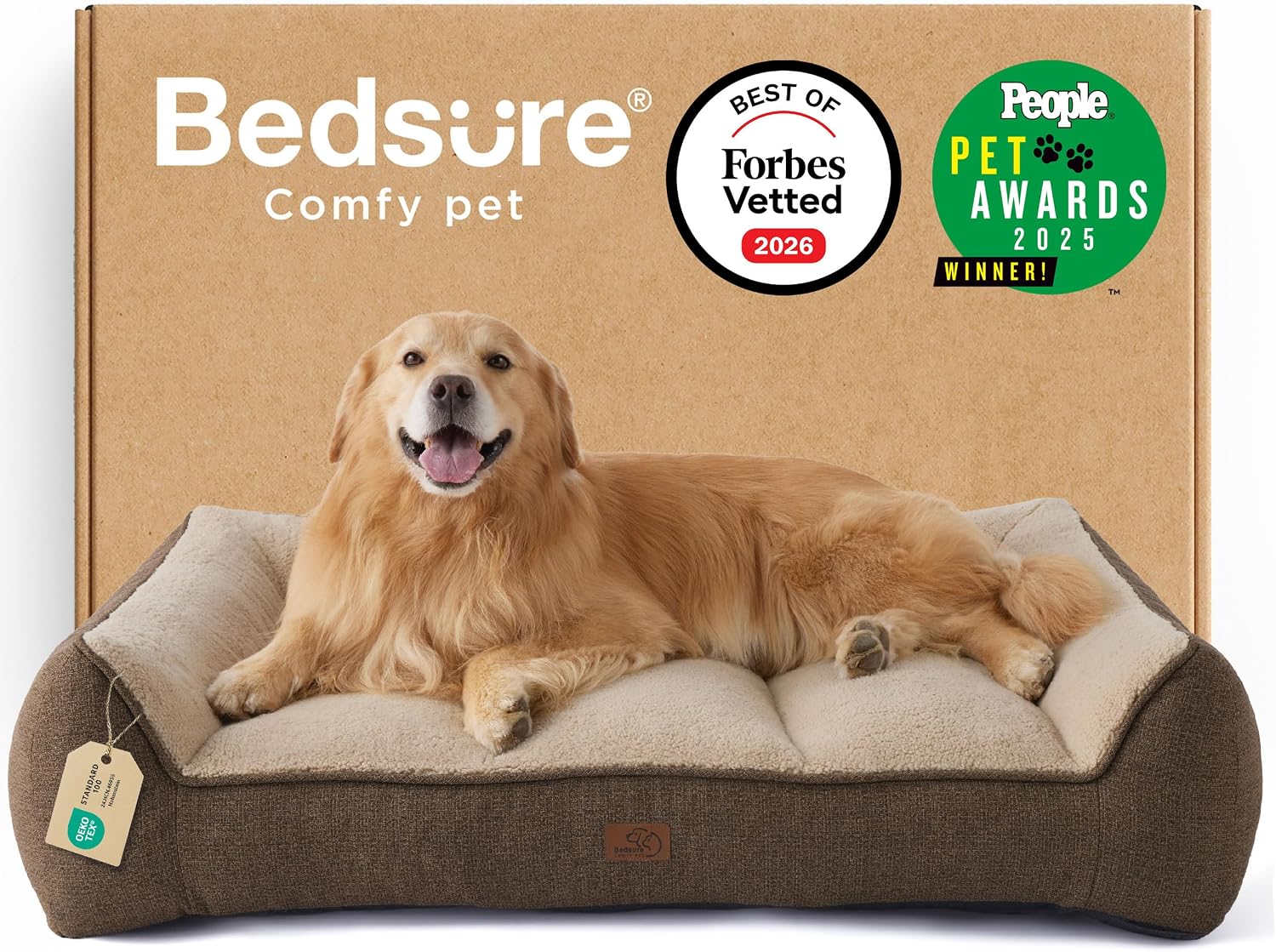 Detalle de Bedsure Orthopedic Dog Beds Large – 122x89cm, Extra Thick Support with Waterproof Cover