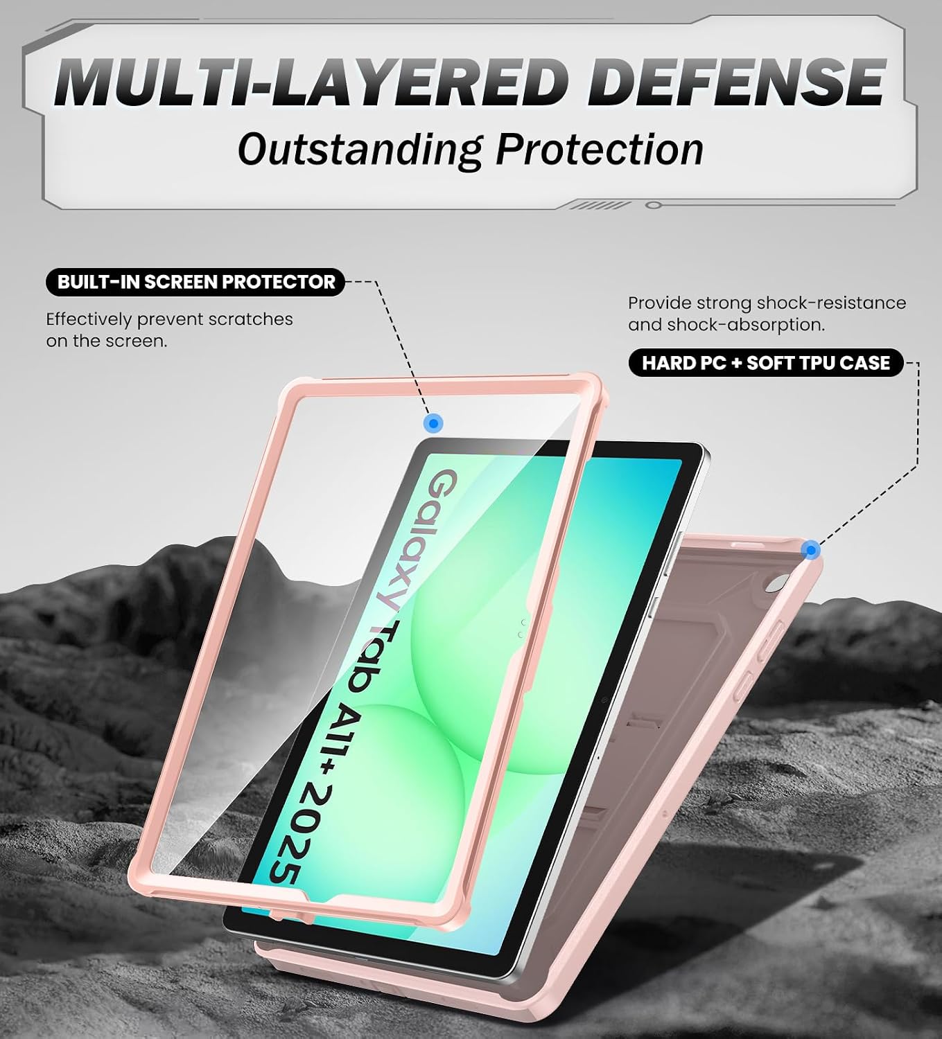 Detalle de TiMOVO Pink Case for Galaxy Tab A11+ 11-inch with PET Screen Protector & Kickstand