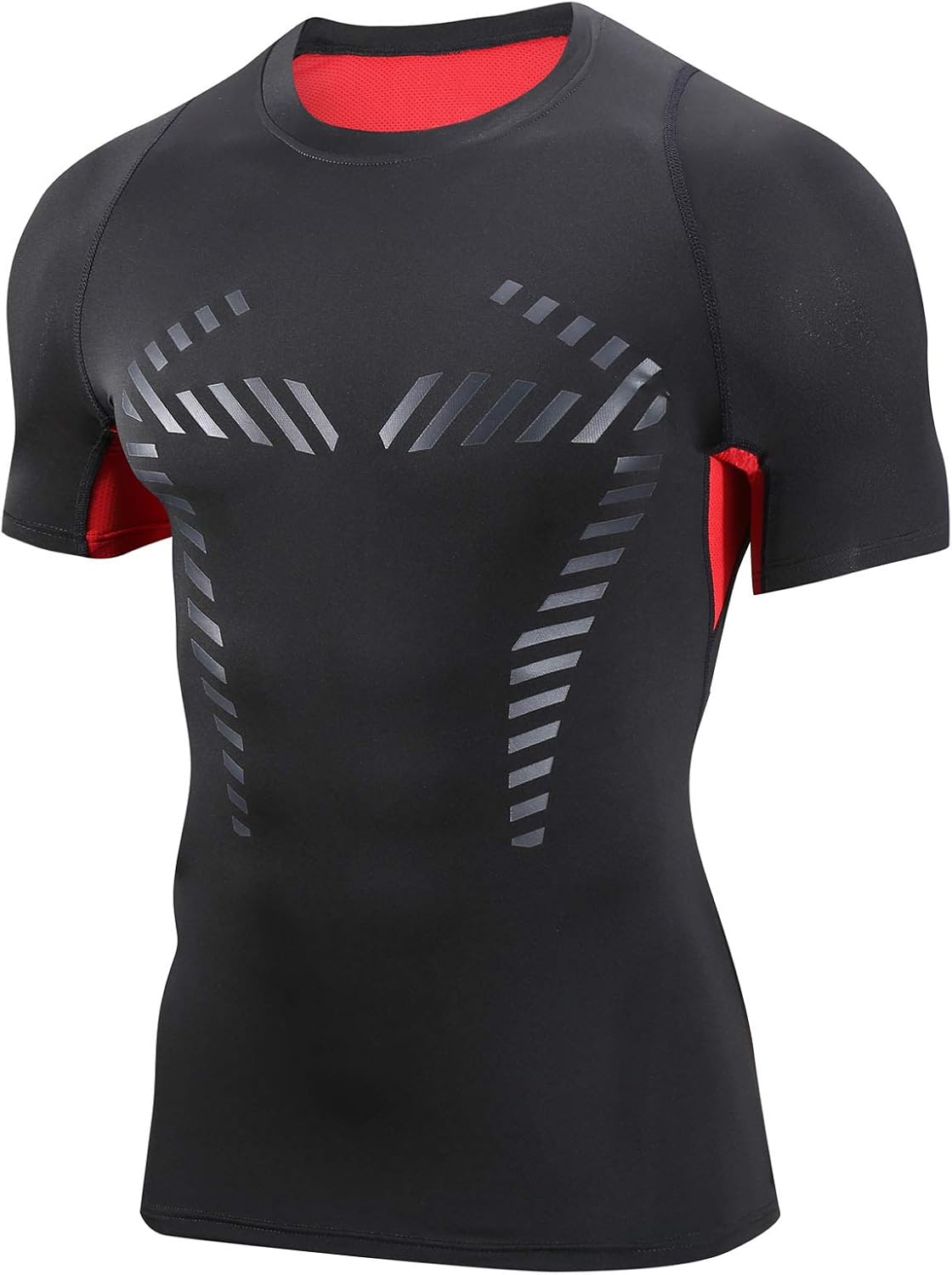 Detalle de AMZSPORT maglia da compressione uomo traspirante a maniche corte per palestra e running