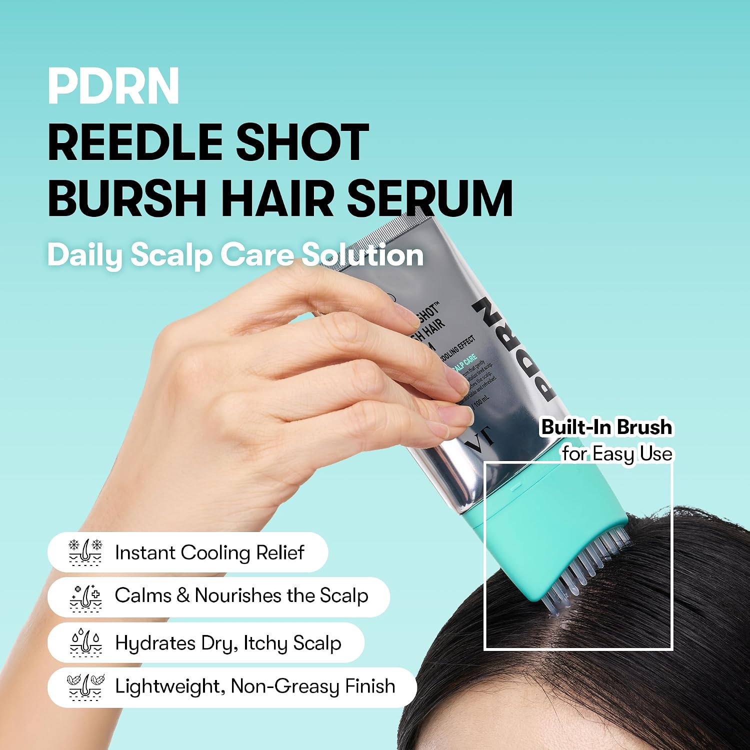 Detalle 2 de VT COSMETICS PDRN Reedle Shot Brush Hair Serum with Vegan PDRN, Caffeine & Spicule Complex
