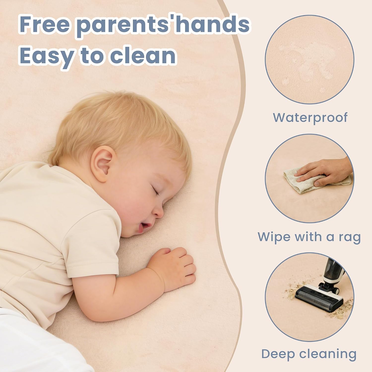 Thumbnail 6 de ACOMOPACK Baby Play Mat – 3cm Memory Foam, 127 x 127 cm, Pink