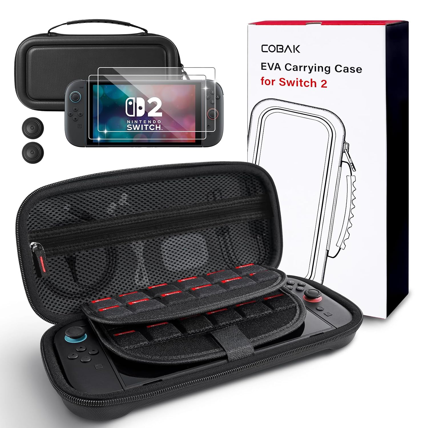 Detalle de CoBak Large Capacity Carrying Case for Nintendo Switch 2, 24-cartridge bundle