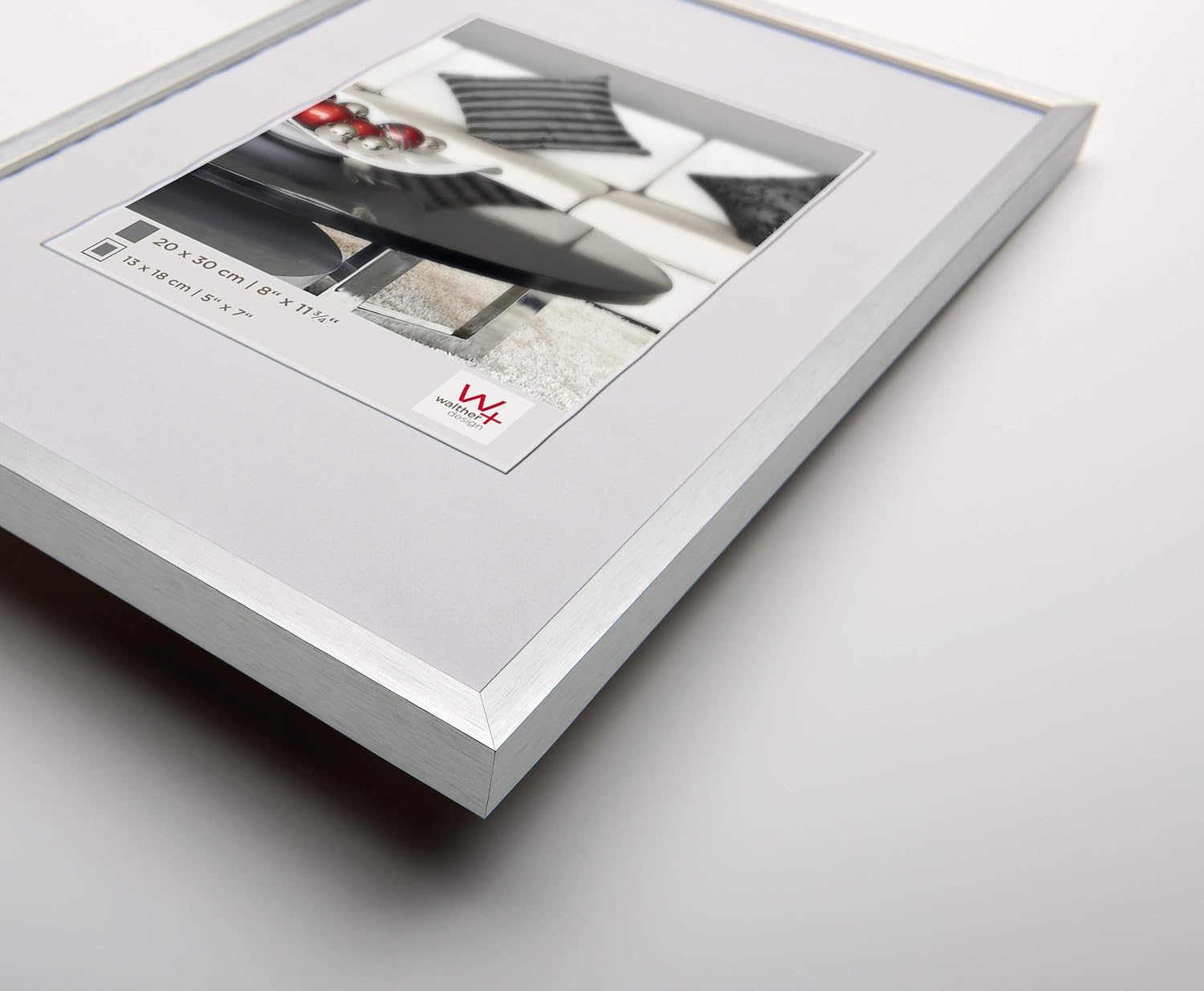 Thumbnail 2 de Cadre photo Walther Design noir 20 x 20 cm en aluminium avec passe-partout