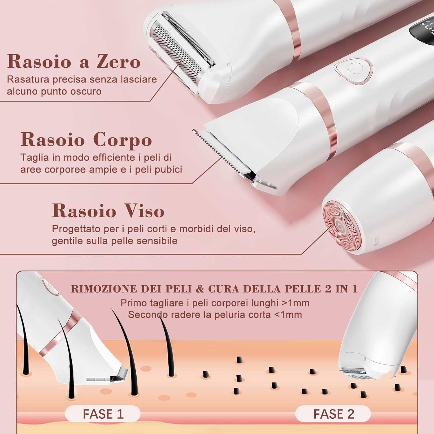 Detalle de MAXGROOM Rasoio elettrico donna 3-in-1 impermeabile