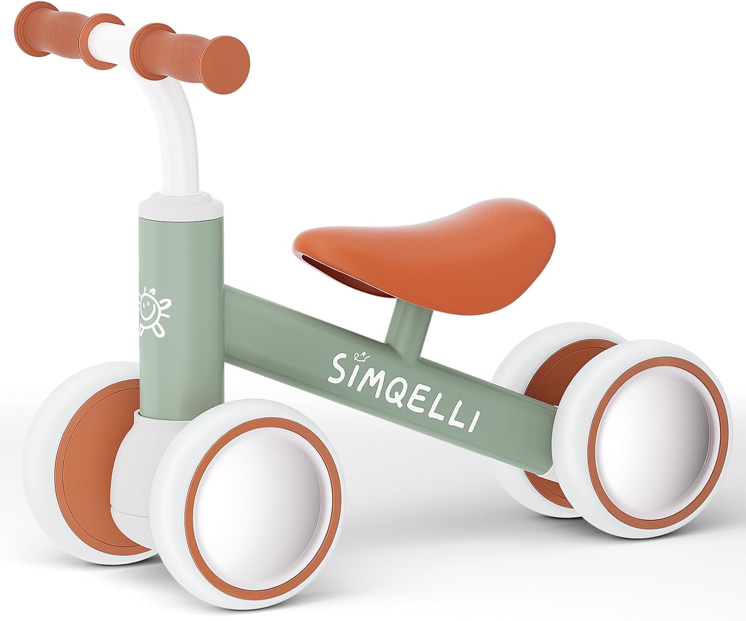 SIMQELLI Bicicletta Senza Pedali per 1 Anno (10-24 Mesi) – equilibrio sicuro per bambini con 4 ruote (Verde)