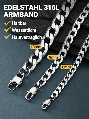 Thumbnail 3 de PROSTEEL Armband Panzerkette Edelstahl 19 cm, 6 mm – Silber