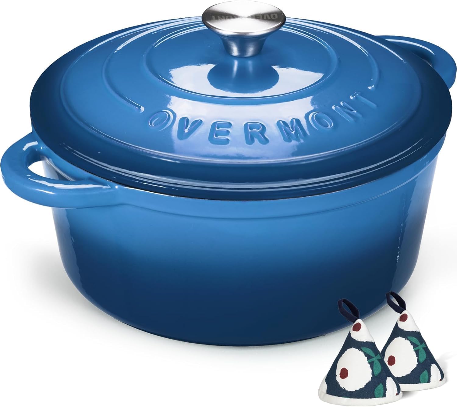 Detalle de Overmont 26cm Enamelled Cast Iron Round Casserole with Lid – 5.2L/5.5QT