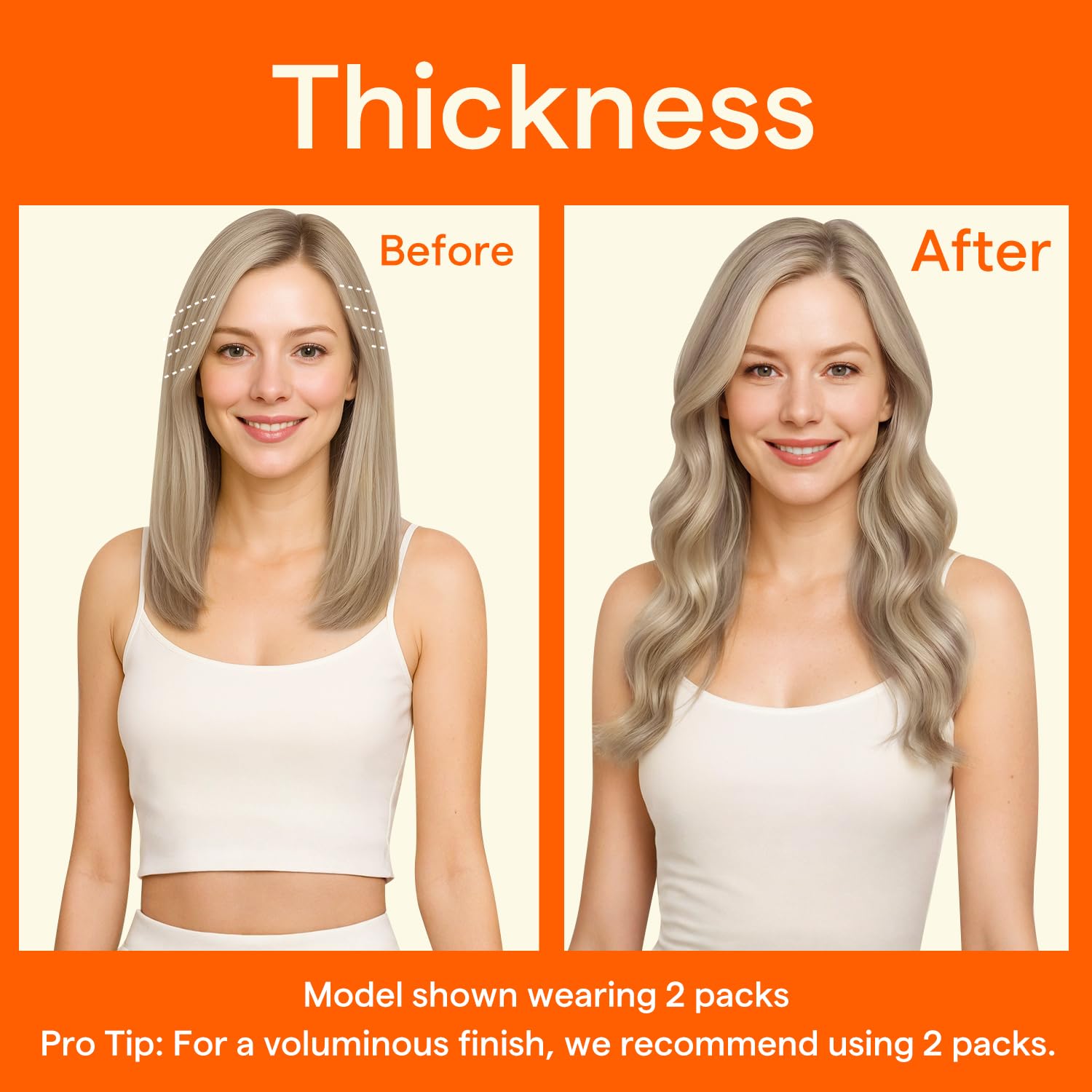Detalle de Full Shine Seamless Clip-In Hair Extensions: 4-Piece, 20-Inch, Ash Blonde Highlights