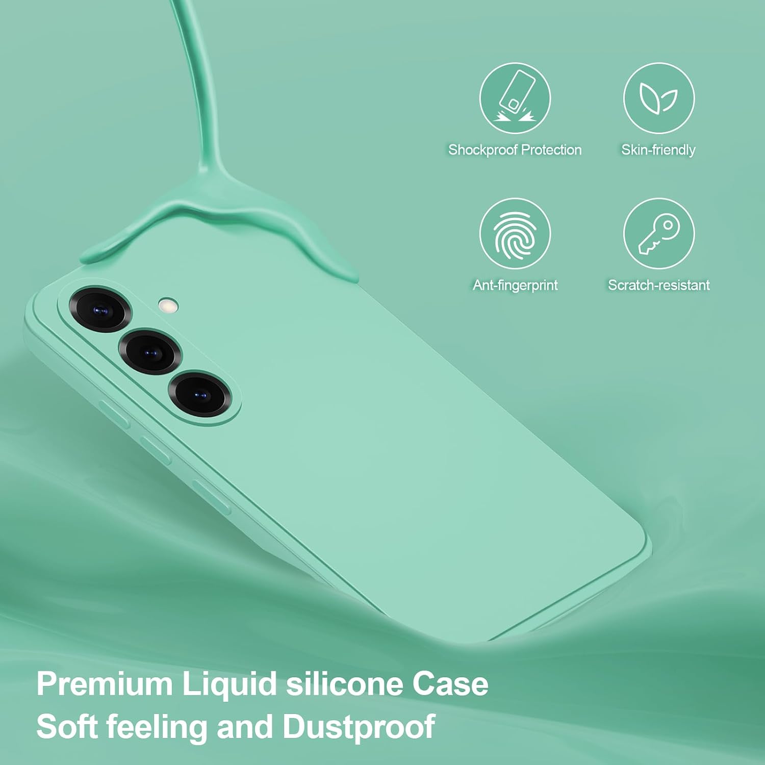 Detalle de Btstring Hülle für Samsung Galaxy S25 Plus – Hochwertiges Silikon Case in Matcha Grün