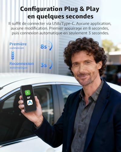 Thumbnail 5 de Adaptateur CarPlay et Android Auto sans Fil 2-en-1 Ancvet – Mini dongle Plug & Play