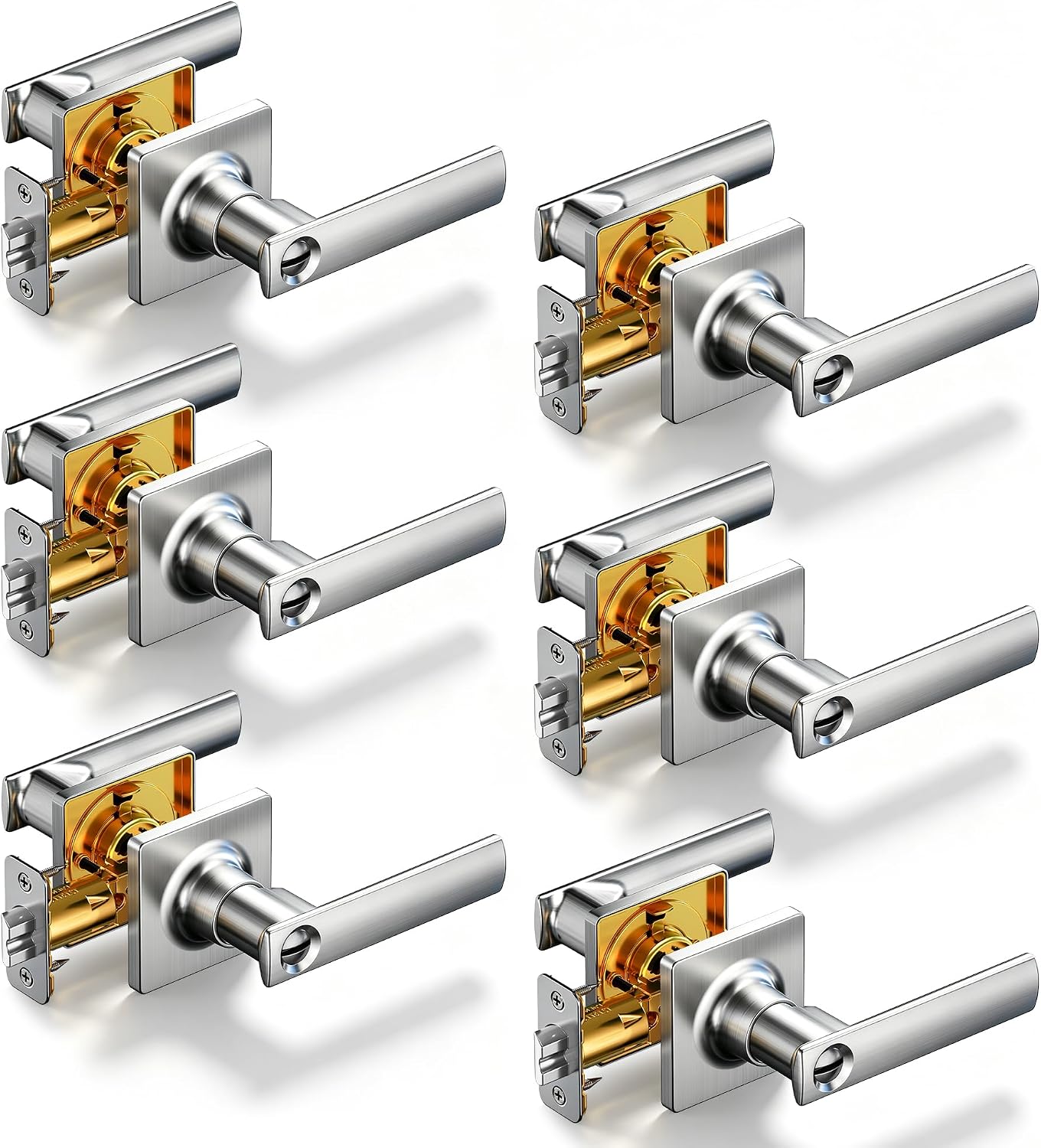 Detalle de Veise Privacy Door Levers, Satin Nickel