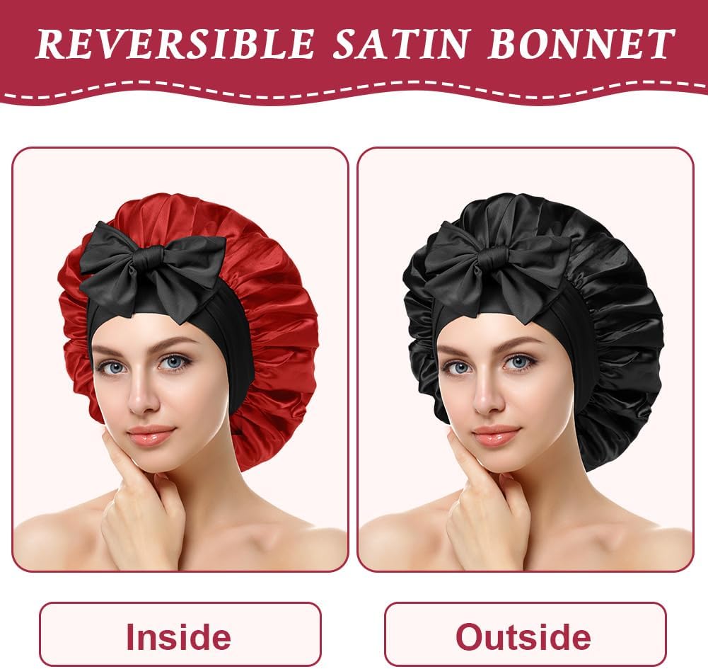 Detalle 2 de ACWOO Gorro de Satén Ajustable para Dormir 🧖♀