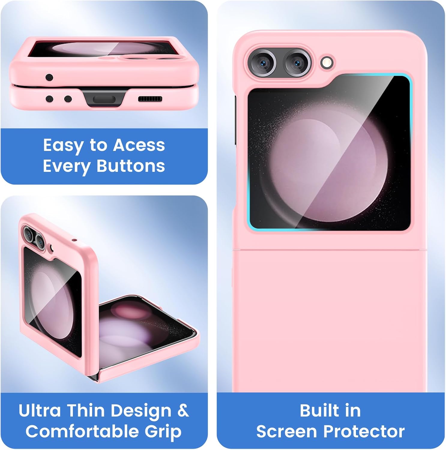 Thumbnail 2 de Ruky Ultra‑Slim Hard PC Case for Samsung Galaxy Z Flip 5 (Pink)