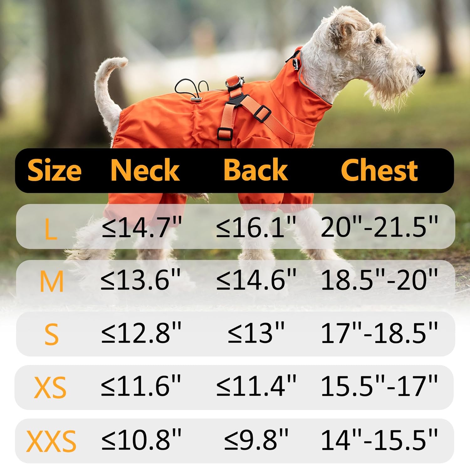 Detalle de Mile High Life Waterproof Dog Raincoat, XS Orange with Harness – Full Coverage & Reflective