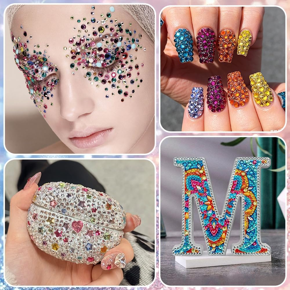 Detalle de JOLCEEY 34000pcs Nail Art Rhinestones – 28 Colours, 3mm Flat Back Gems with Pick Up Tweezers and Pen