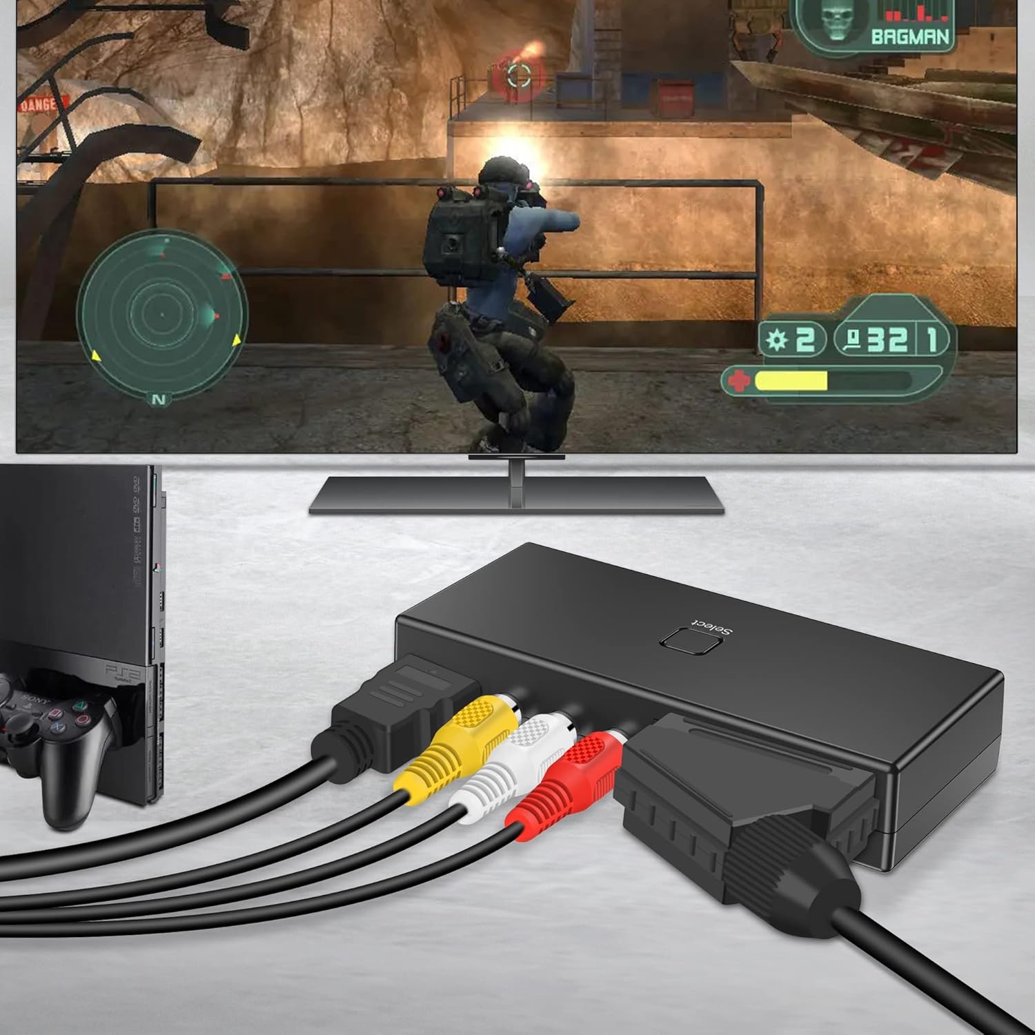Thumbnail 3 de AIFHDAUF 3-in-1 Scart to HDMI / RCA to HDMI Converter with HDMI switch (1080p output) and HDMI cable