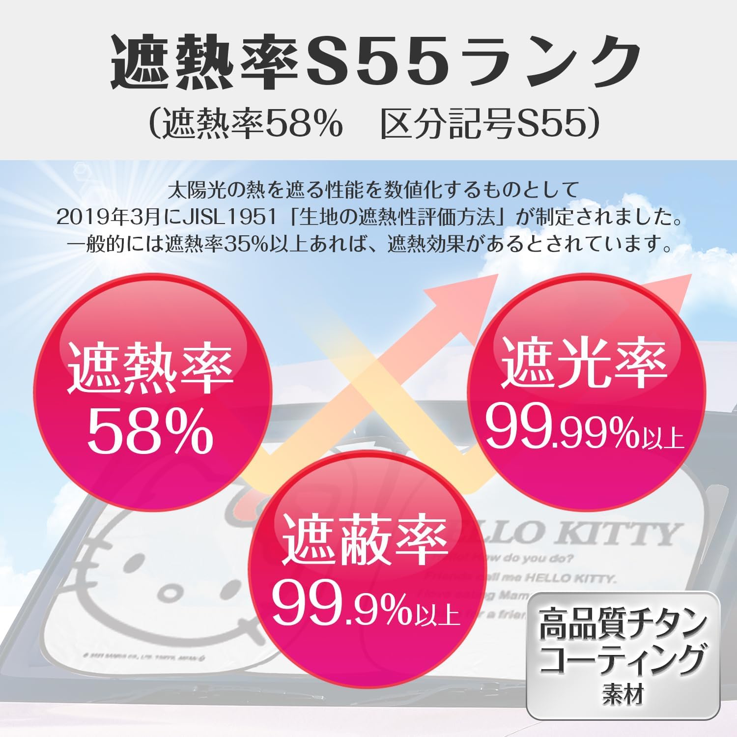 Detalle de セイワ(SEIWA) KT564 ハローキティ フロントサンシェード Mサイズ スリット付き・収納袋付