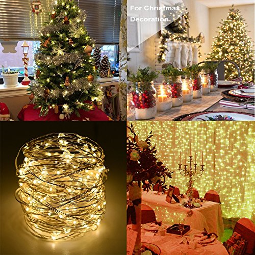 Detalle de BXROIU 2x LED-Lichterkette Batterie 5 m, 50 LEDs, Fernbedienung & Timer – kabellos für Innen & Außen