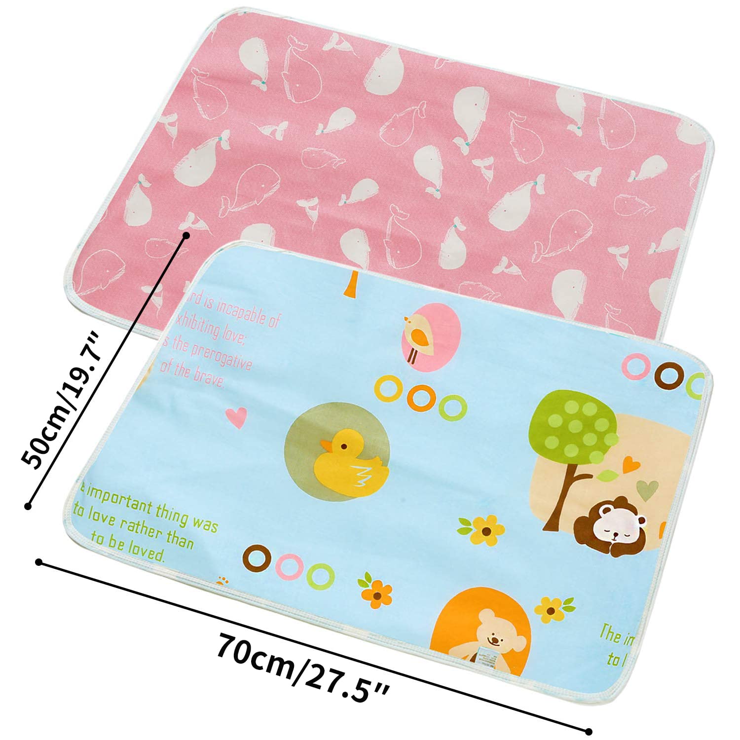 Detalle 1 de 2er-Pack Baby-Wickelunterlagen 50x70 cm, waschbar, wasserdicht und atmungsaktiv – wiederverwendbare Wickelauflagen
