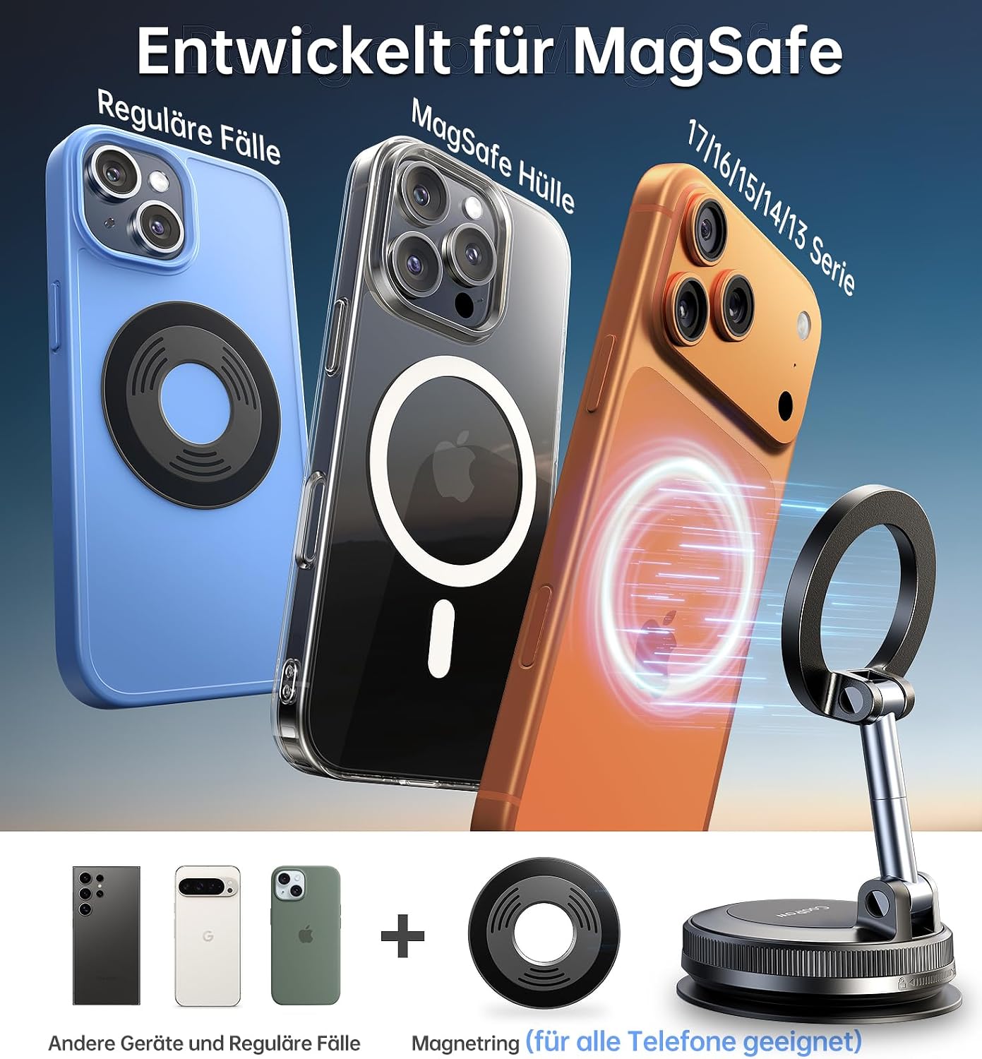 Thumbnail 6 de Coolpow Handyhalterung Auto MagSafe – Starker Saugnapf, ultrastabile Magnet-Halterung