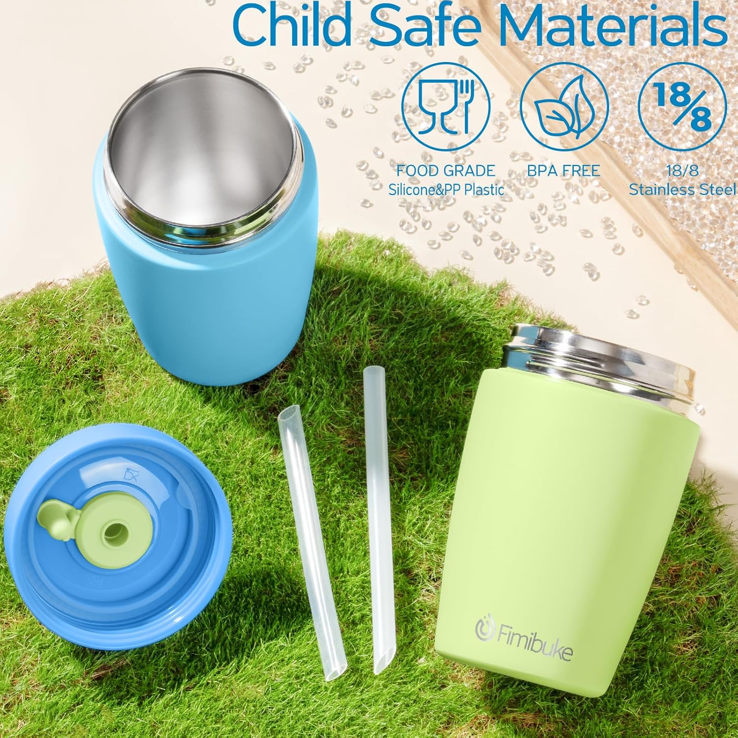 Detalle 2 de Fimibuke Kids & Toddler Cups Spill Proof 12 OZ Insulated Sippy Cups (2-Pack)