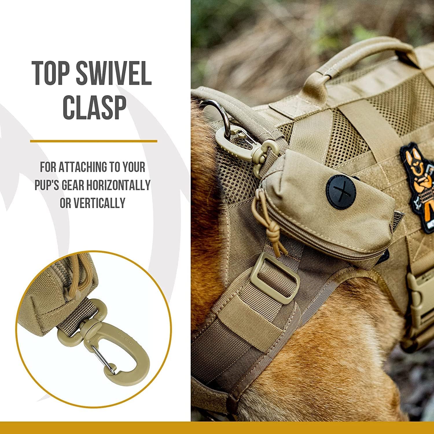 Detalle de OneTigris Distributeur Sac à Crottes Chien with MOLLE – Marron