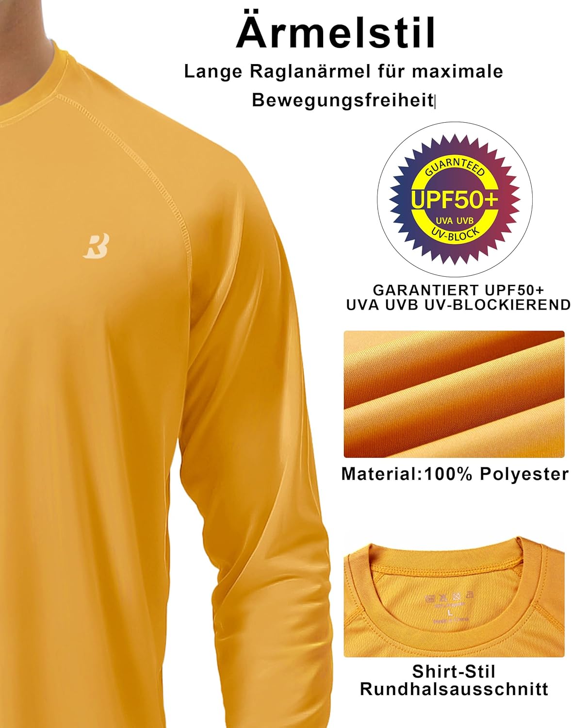Thumbnail 3 de Roadbox Herren UV-Schutz Shirt UPF 50+ Rashguard – Schnelltrocknend, Langarm, Outdoor für Surfen & Wandern