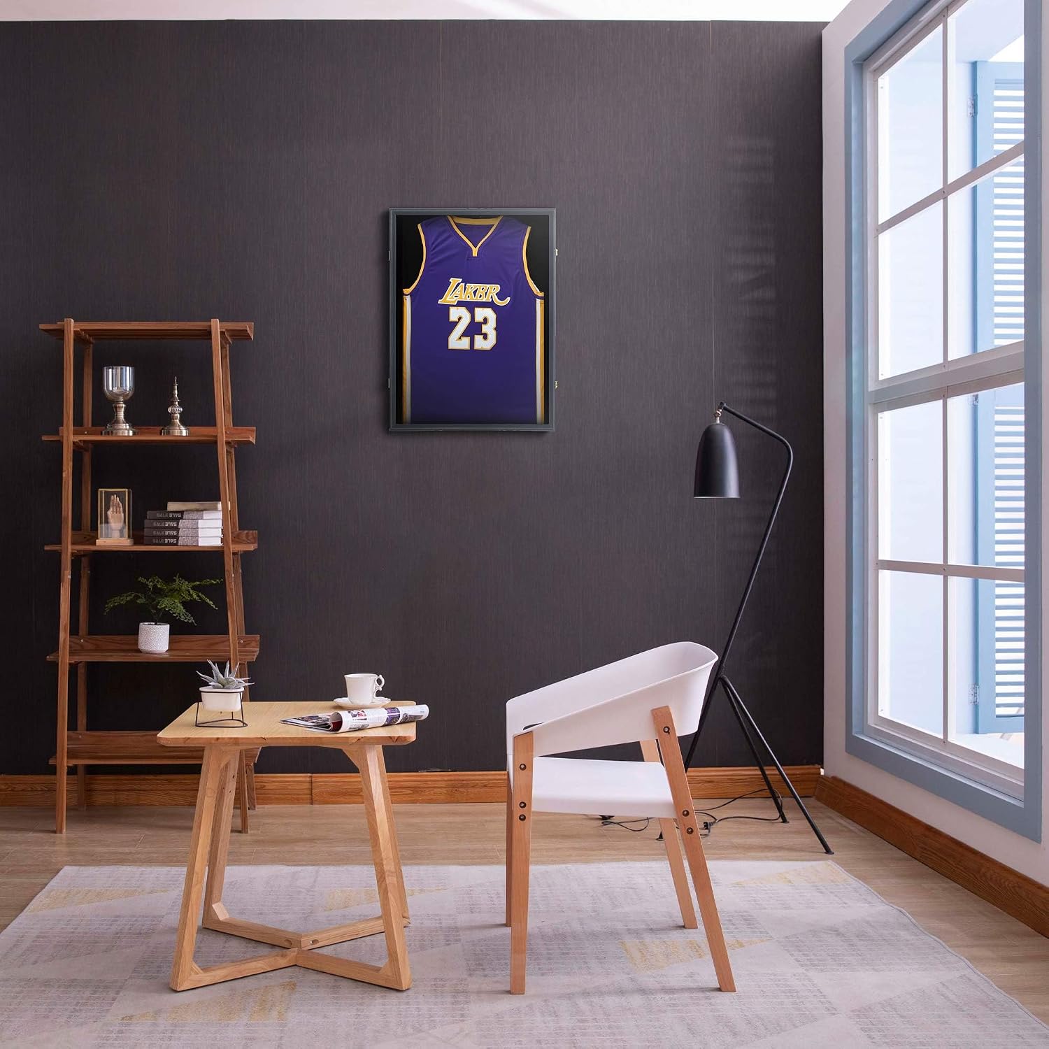 Detalle de default Large Jersey Display Case, Black Wood Shadow Box with UV-Protective Acrylic