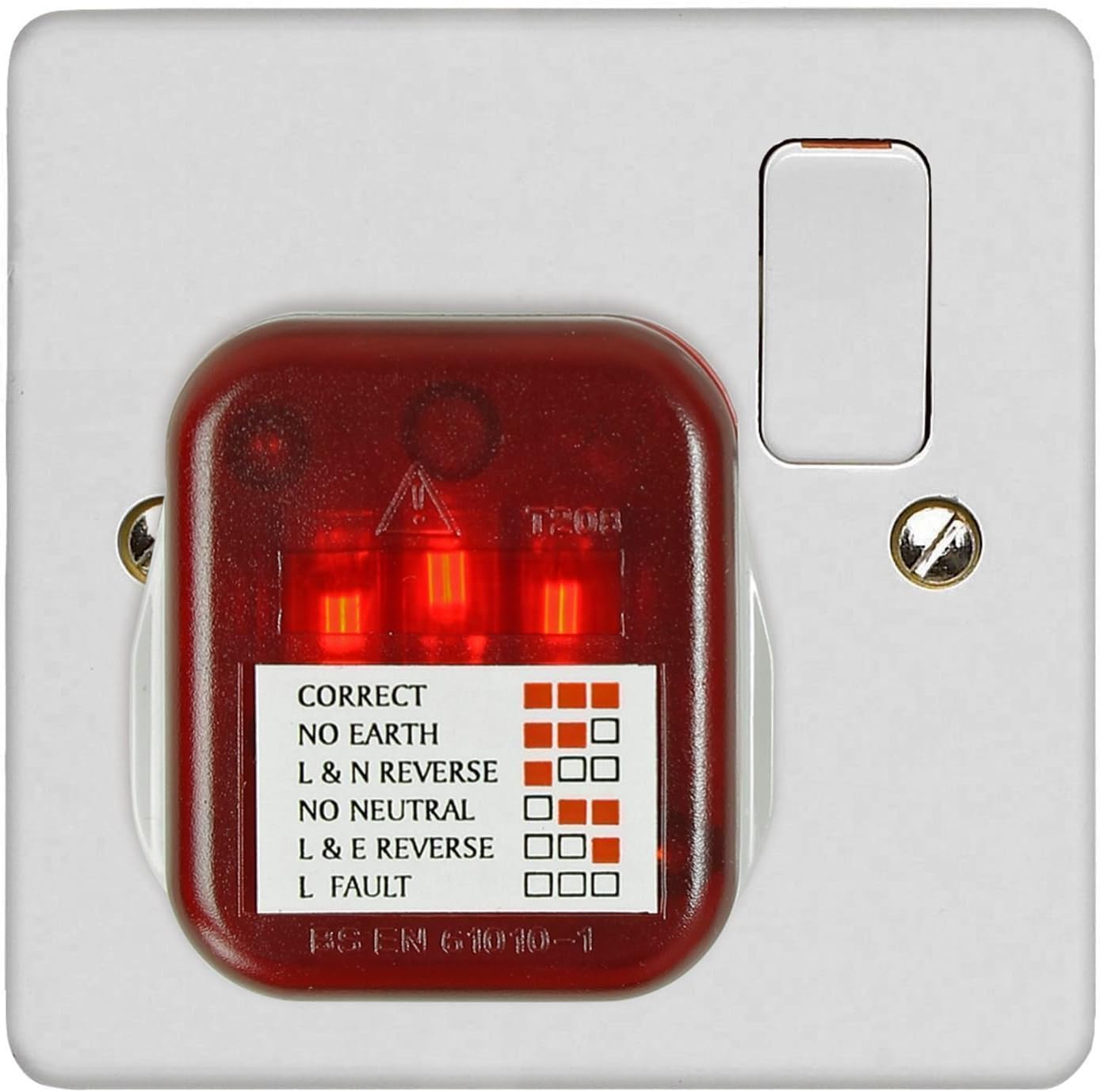 Detalle 2 de Invero UK 13A Mains Plug-In Socket Tester for Safety Checks
