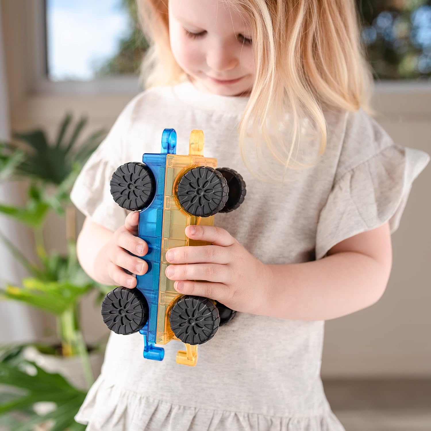 Detalle de CONNETIX – Pack de 2 tuiles magnétiques « Voiture » Arc-en-Ciel
