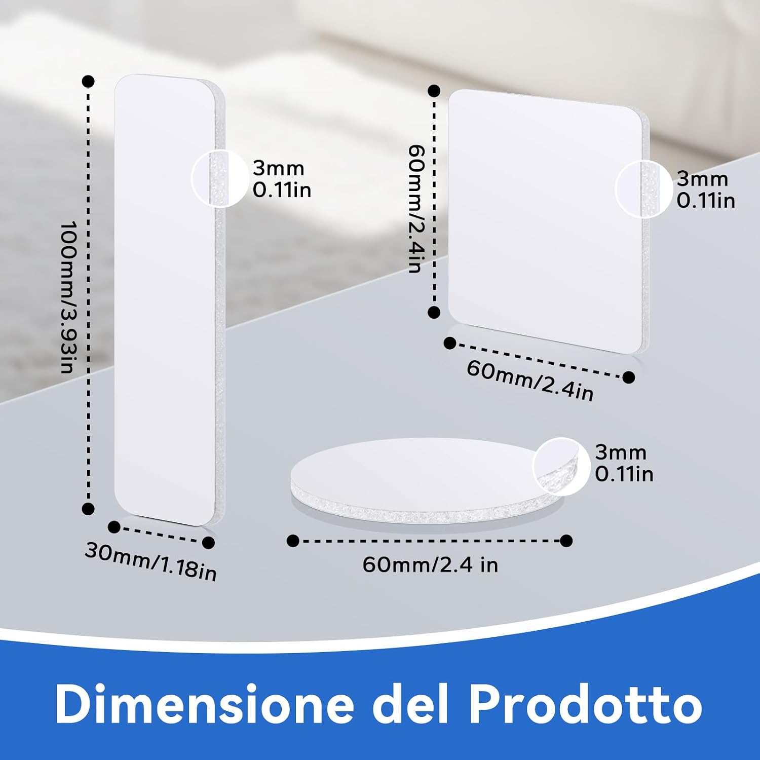 Thumbnail 2 de HOMMAND Feltro Adesivo Forte Biadesivo con sistema hook & loop (24 pezzi) bianco