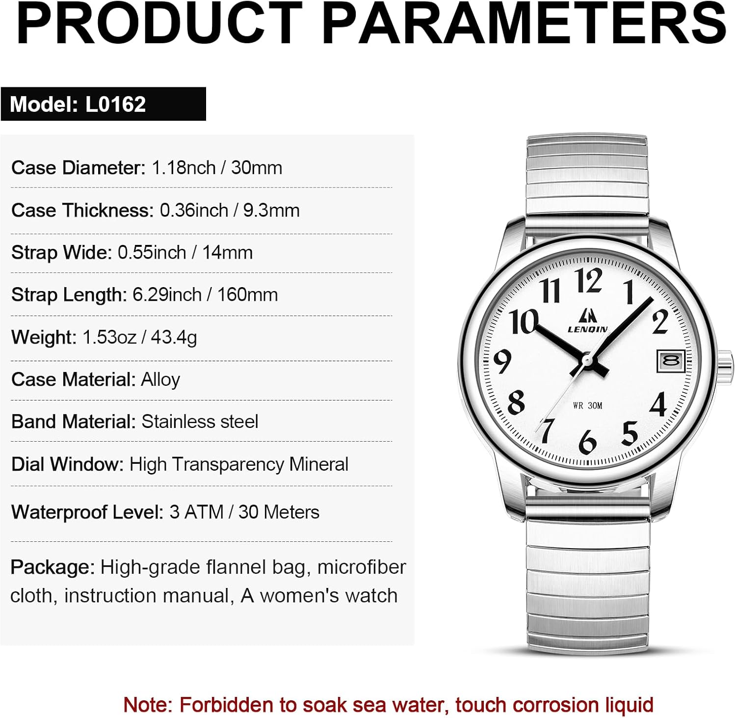 Thumbnail 6 de LN LENQIN Damen Uhr Edelstahl 30 mm