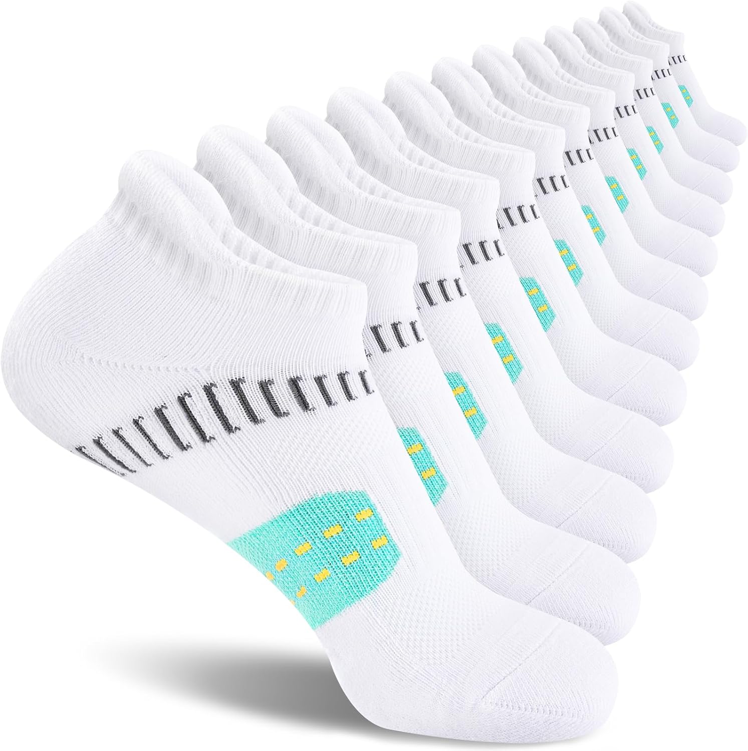 Detalle de EconioSocken Sneaker Socken Damen 35-38 / 39-42 – Anti-Blasen Laufsocken mit gepolsterter Unterstützung, atmungsaktiv, 6 Paar