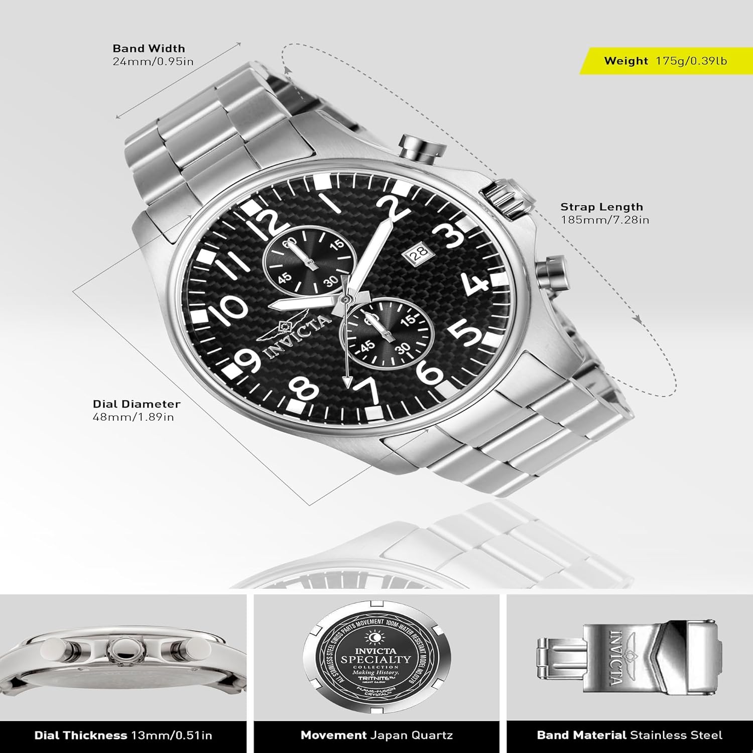 Thumbnail 2 de Invicta Specialty Montre Homme 48 mm - Mouvement Quartz en Acier Inoxydable