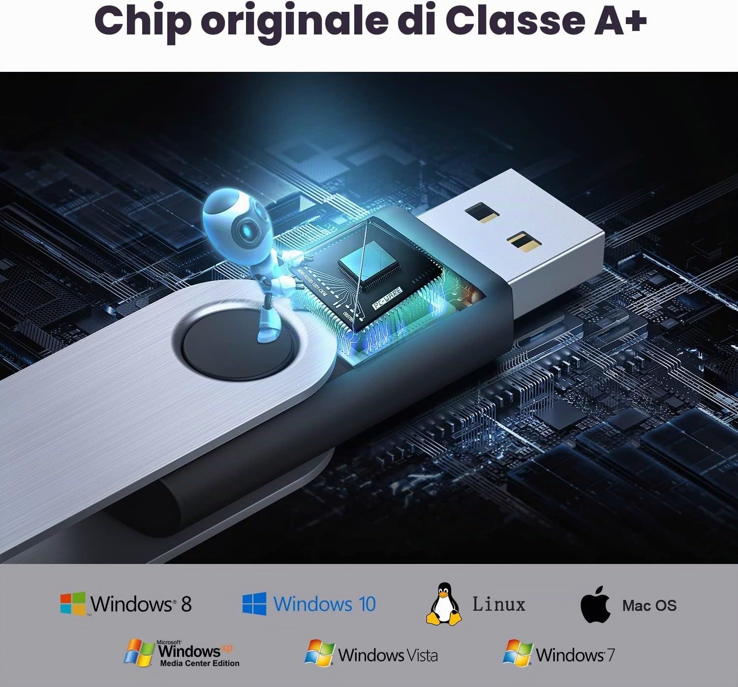 Detalle de KOOTION Chiavetta USB 10 pezzi 16GB USB 3.0 | Set compatto e robusto con cappuccio girevole in metallo