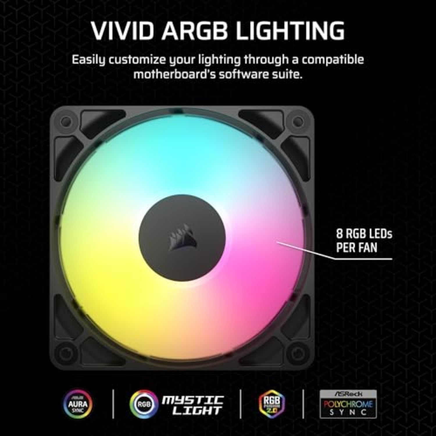Detalle 2 de CORSAIR RS120 ARGB 120mm PWM Fans 3-pack