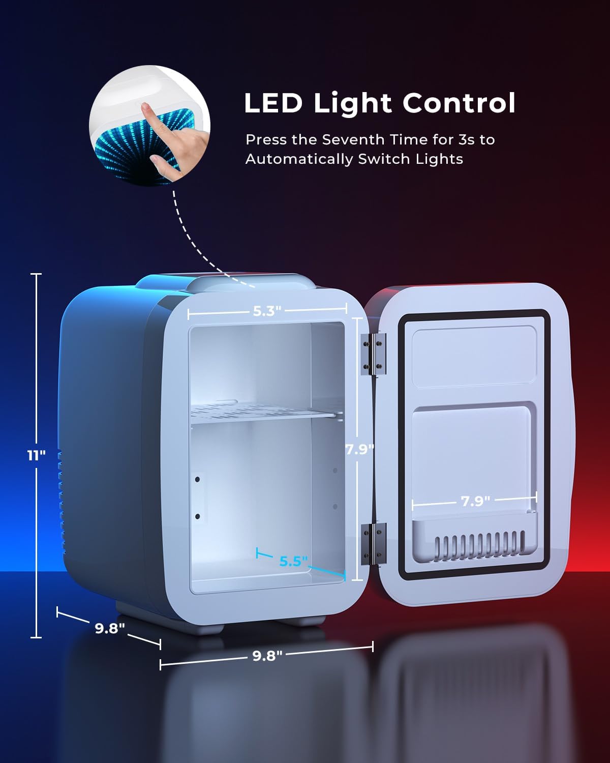 Thumbnail 6 de BEICHEN Mini Kühlschrank 4L: Leise, 2-in-1 Kühl- & Heizfunktion, RGB Beleuchtung und flexible Stromversorgung