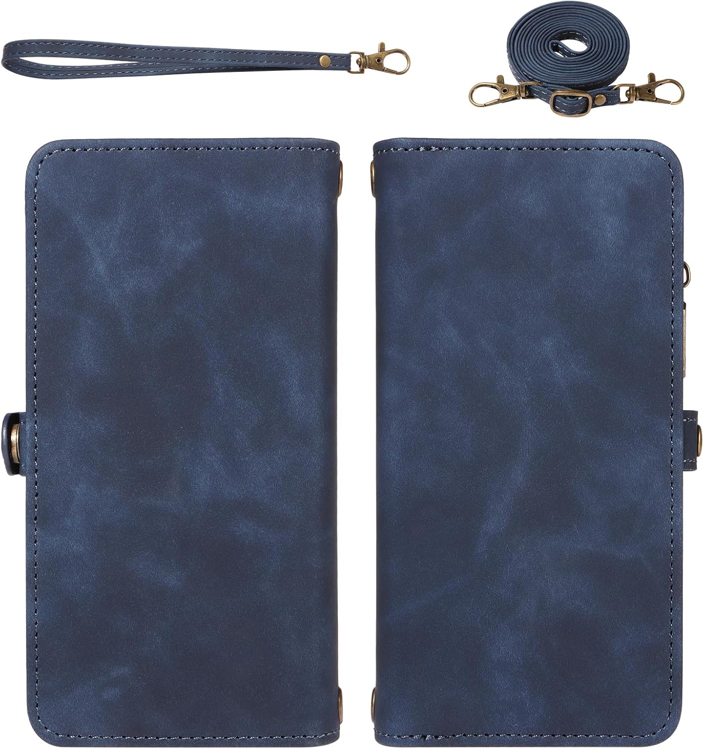 Thumbnail 2 de Asuwish Wallet Case with Detachable Straps and Tempered Glass for Samsung Galaxy A25 5G (A25/A24/M34/F34) – Blue