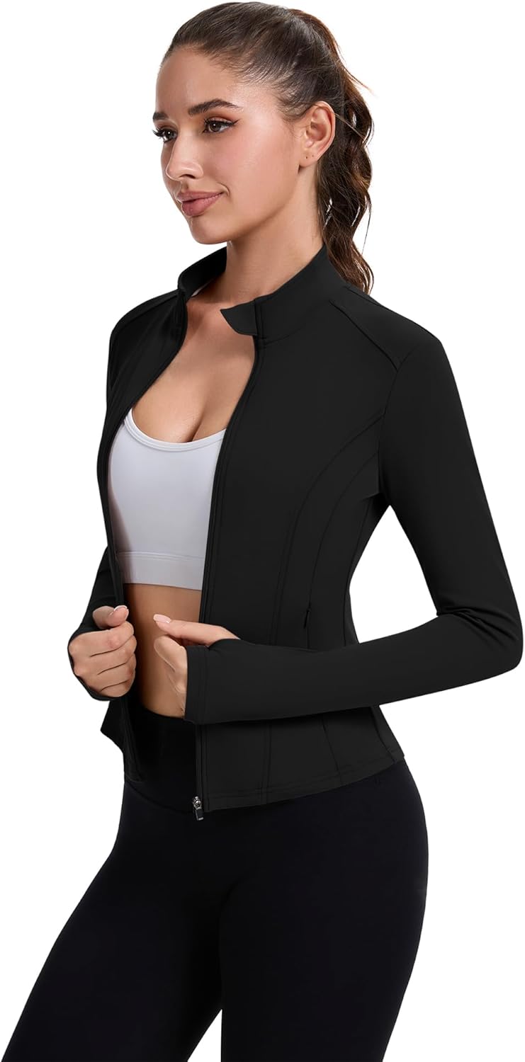 Thumbnail 3 de IECCP Damen Sportjacke Langarm Laufjacke – Funktionsshirt mit Reißverschluss, Taschen und Daumenlöchern