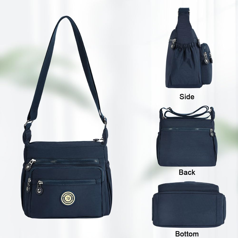 Detalle 2 de Aucuu Nylon Umhängetasche Damen 3 Vordertaschen