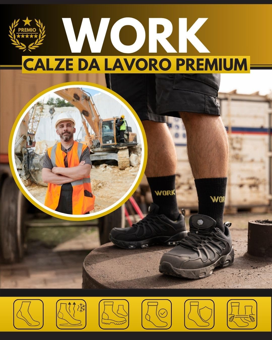 Thumbnail 2 de Calze da lavoro uomo rinforzate WORK Socks: comfort e durata per cantiere e outdoor